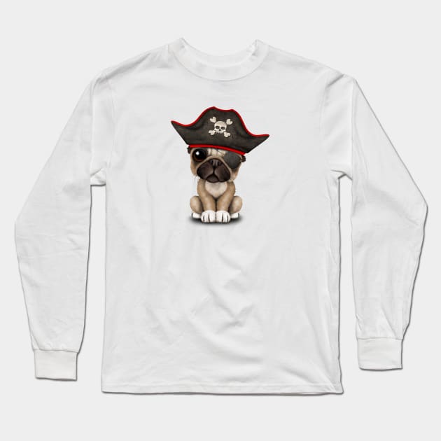 Cute Pug Puppy Pirate Long Sleeve T-Shirt by jeffbartels